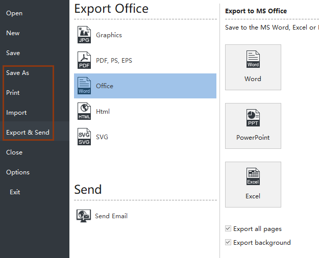 export print share save organizational chart